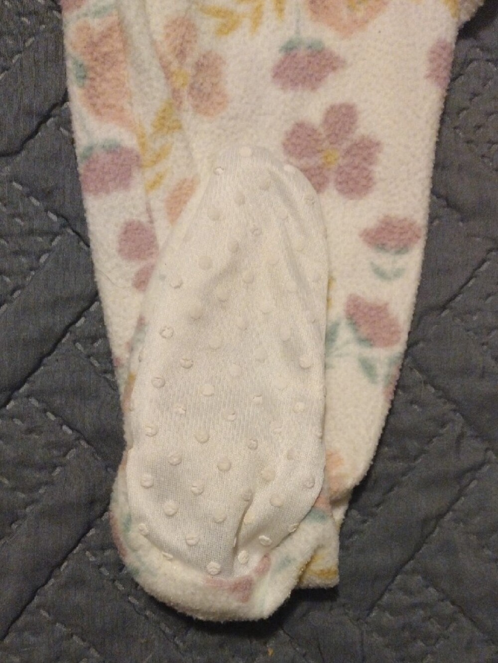 chick pea Cream Floral Footed One-Piece Pajamas - Picture 10 of 14